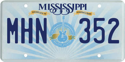 MS license plate MHN352