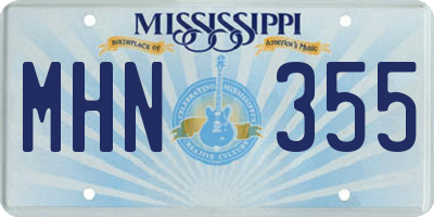 MS license plate MHN355
