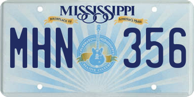 MS license plate MHN356
