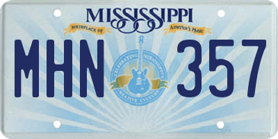 MS license plate MHN357