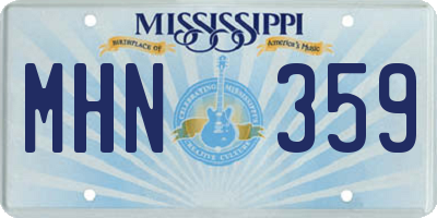 MS license plate MHN359