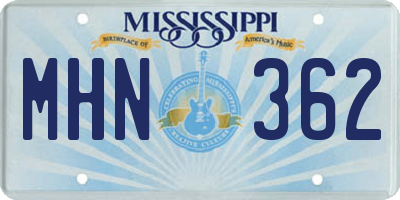 MS license plate MHN362