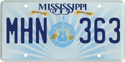 MS license plate MHN363