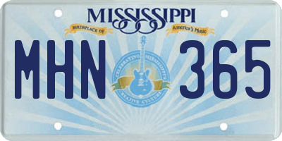 MS license plate MHN365