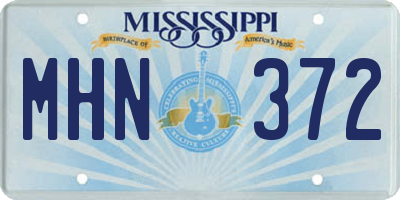 MS license plate MHN372