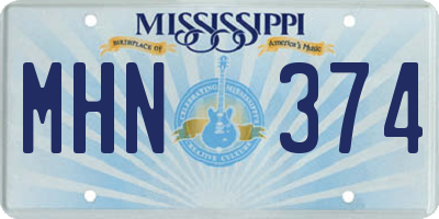 MS license plate MHN374