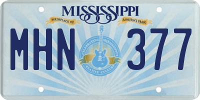 MS license plate MHN377