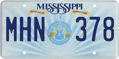 MS license plate MHN378