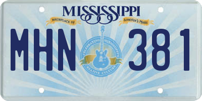 MS license plate MHN381
