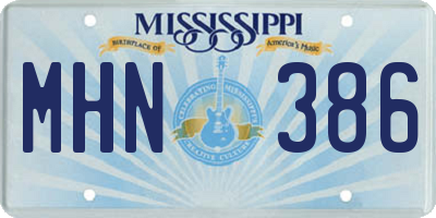 MS license plate MHN386