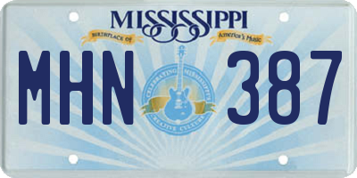 MS license plate MHN387