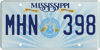 MS license plate MHN398