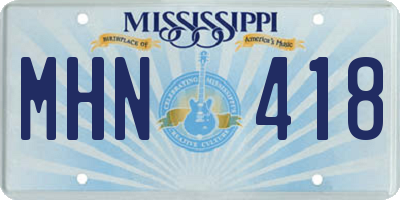 MS license plate MHN418