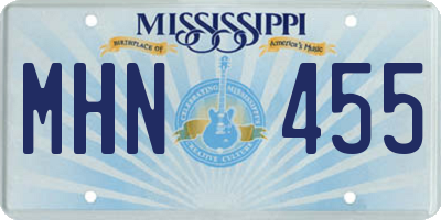 MS license plate MHN455