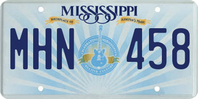 MS license plate MHN458