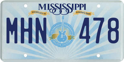 MS license plate MHN478