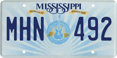 MS license plate MHN492