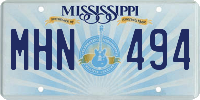 MS license plate MHN494