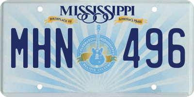 MS license plate MHN496