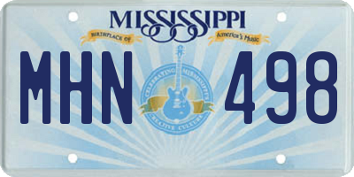MS license plate MHN498
