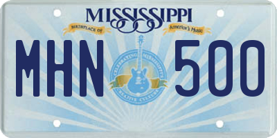 MS license plate MHN500