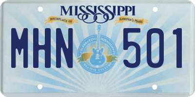 MS license plate MHN501