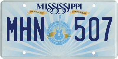 MS license plate MHN507