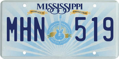 MS license plate MHN519