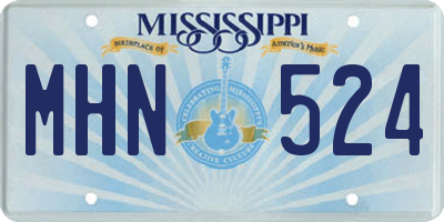 MS license plate MHN524