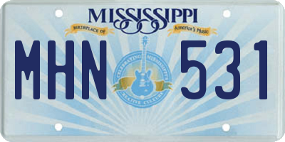 MS license plate MHN531