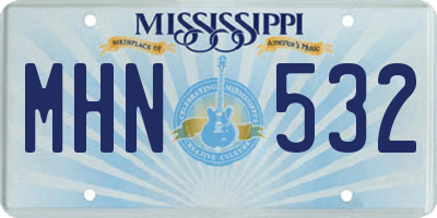 MS license plate MHN532