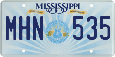 MS license plate MHN535