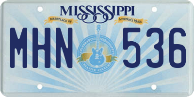 MS license plate MHN536