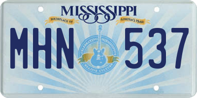 MS license plate MHN537