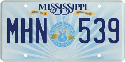 MS license plate MHN539