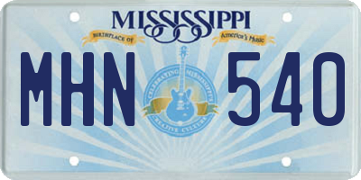 MS license plate MHN540
