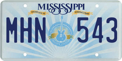 MS license plate MHN543