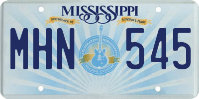 MS license plate MHN545