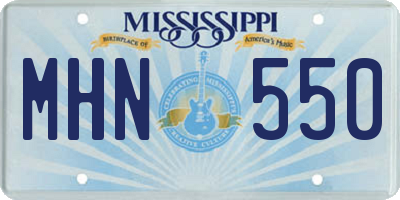 MS license plate MHN550