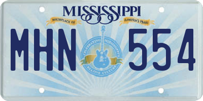 MS license plate MHN554