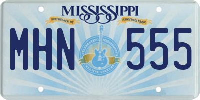 MS license plate MHN555