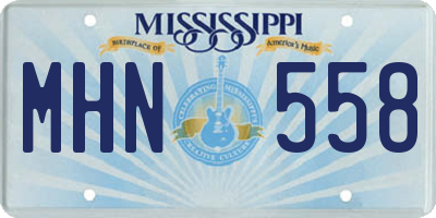 MS license plate MHN558