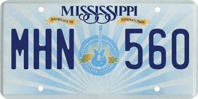MS license plate MHN560
