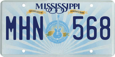 MS license plate MHN568