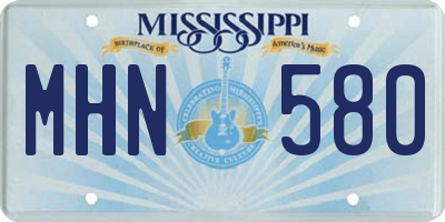 MS license plate MHN580
