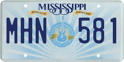 MS license plate MHN581
