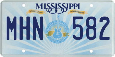 MS license plate MHN582