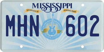 MS license plate MHN602