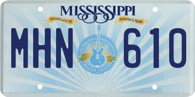 MS license plate MHN610