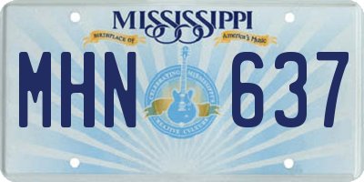 MS license plate MHN637